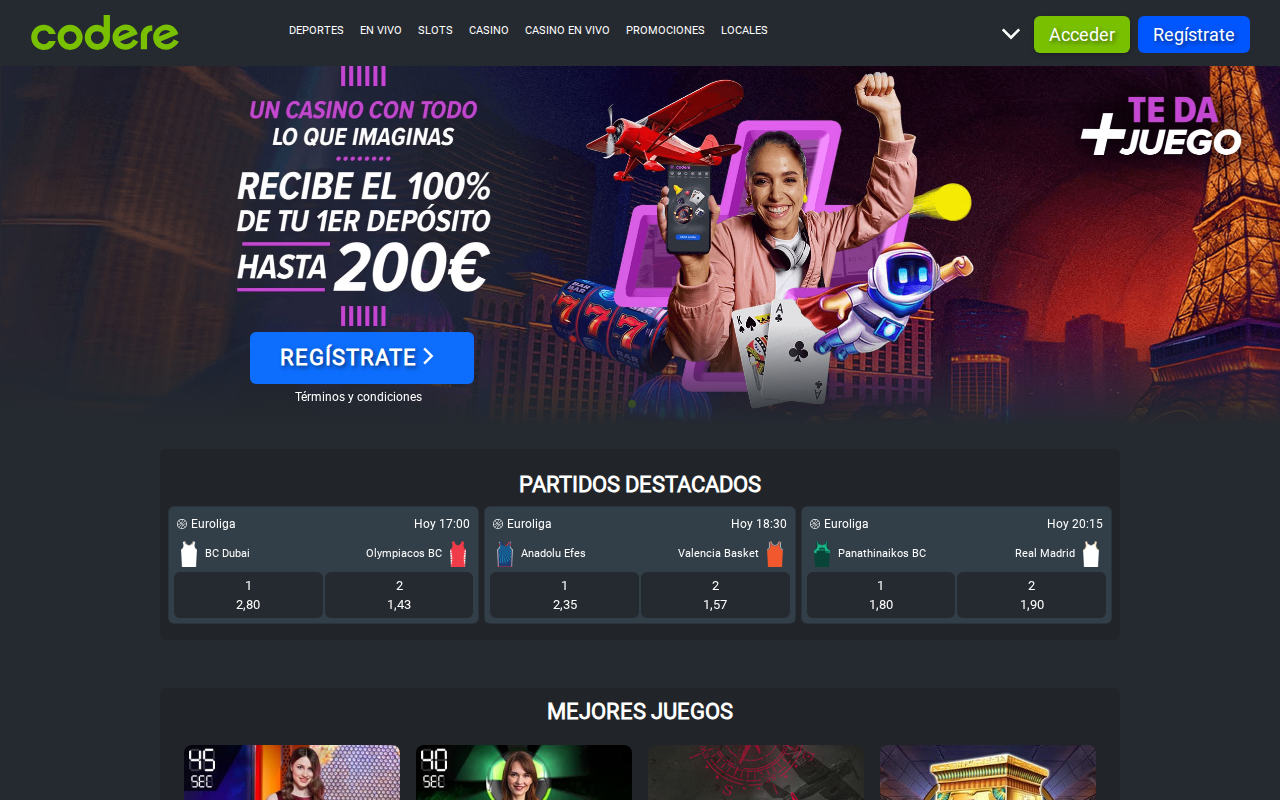 Página principal de Codere