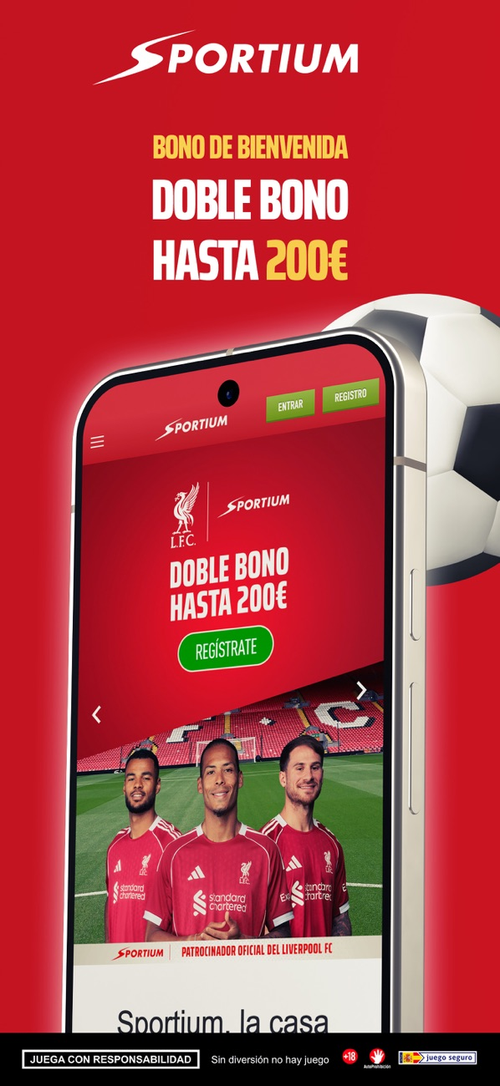 App móvil de Sportium - pantalla principal