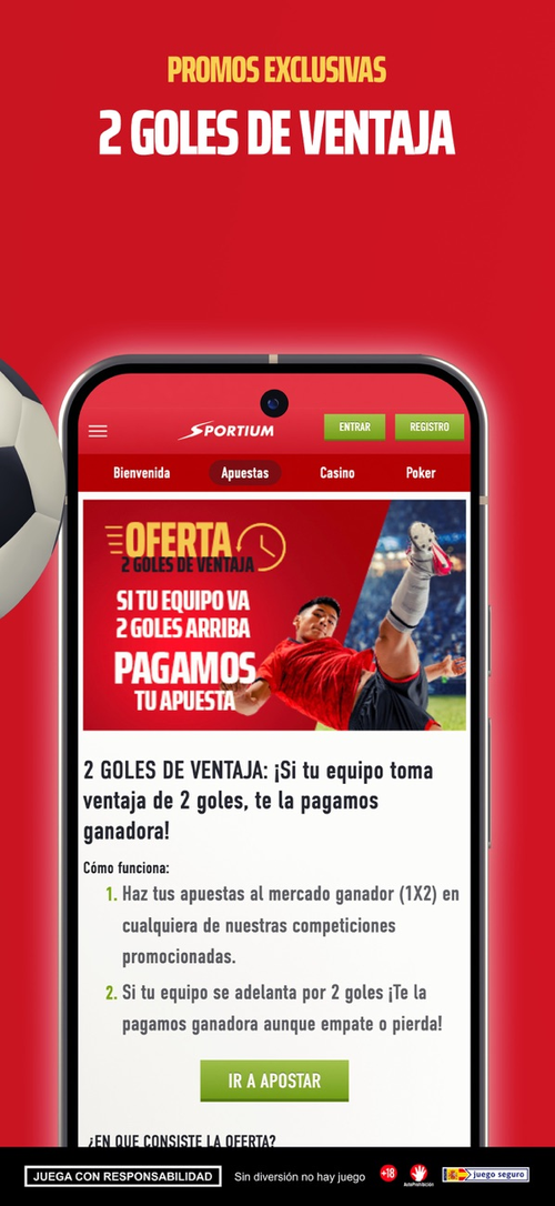 App móvil de Sportium - sección deportes